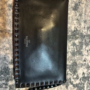 Valentino Black Leather clutch with Stud Accents